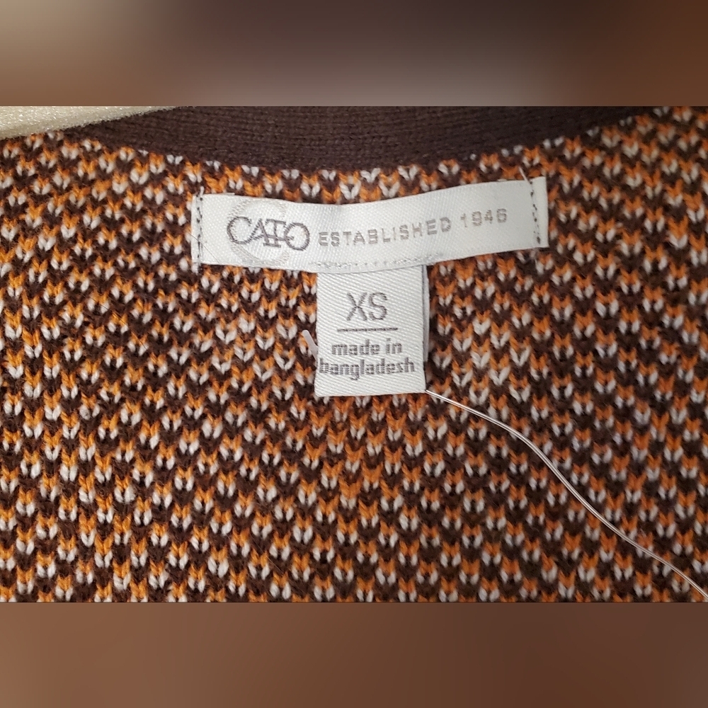 Cato Size XS Brown and Orange Patterned Cardigan - Picture 6 of 7